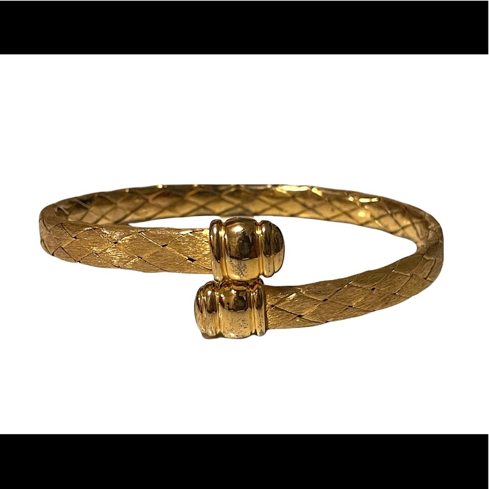 Veronese Gold Plated Over Sterling Silver Designer Bypass Cuff Bracelet